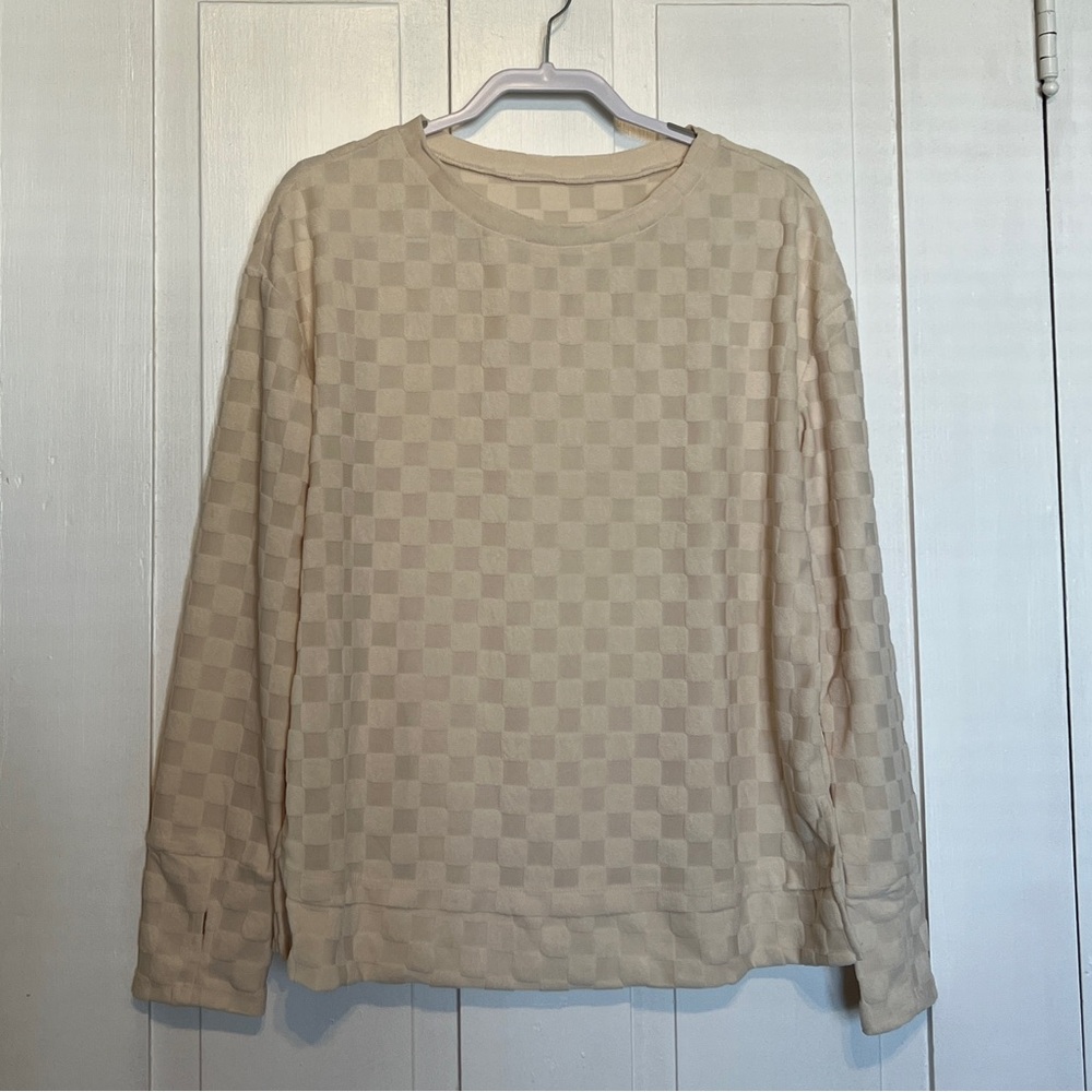Cream Checkered Sweater